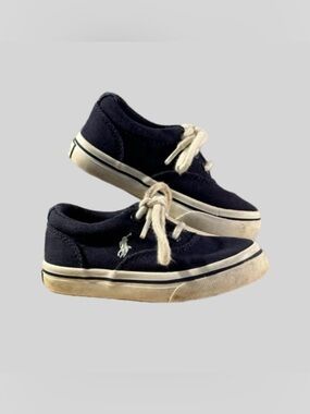 Polo Ralph Lauren Keaton Canvas Sneakers 6 Boys/Kids Navy Blue Pony Logo Lace-Up